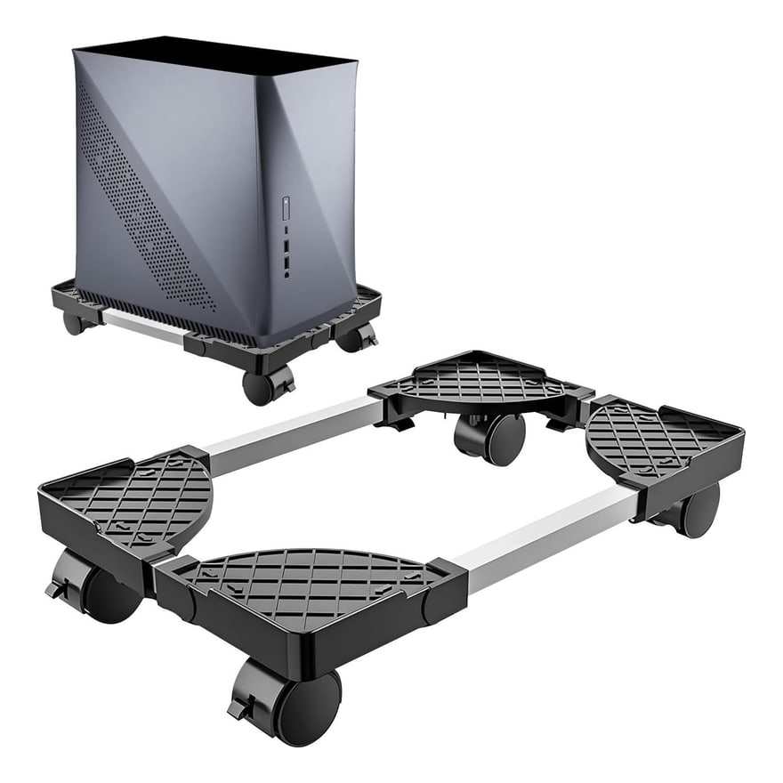 Soporte para torre de PC con ruedas ajustable, acero inoxidable, hasta 80 kg