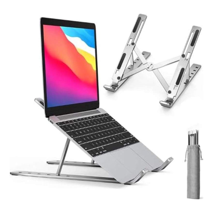 Soporte para laptop y Mac reforzado metálico plateado