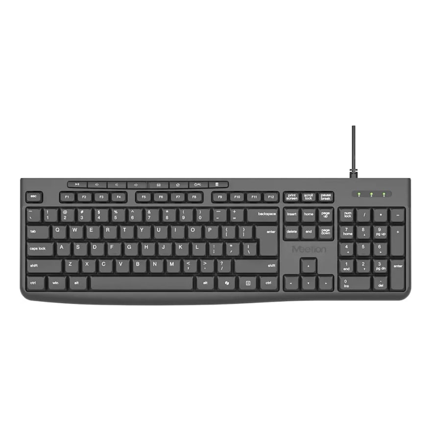 Teclado alámbrico Meetion K295 resistente al agua, USB, cable 1.8 m, negro