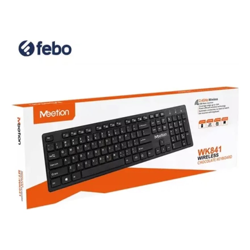 Teclado inalámbrico Meetion WK841 teclas finas, receptor USB hasta 10 m, blanco
