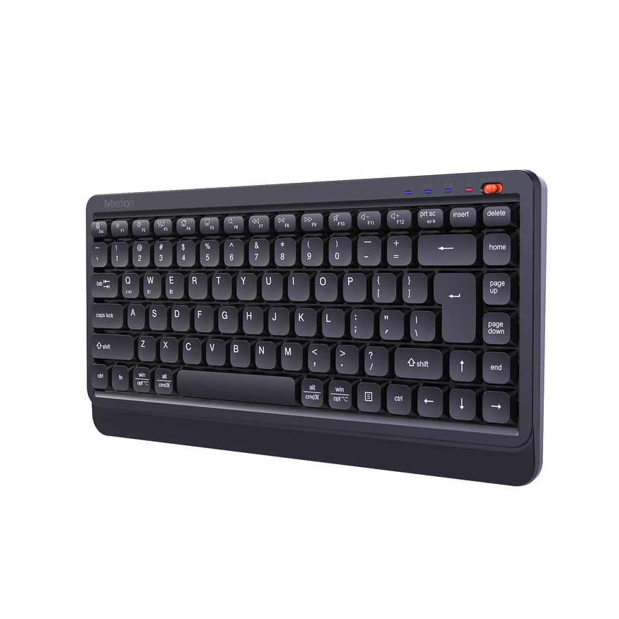 Teclado inalámbrico mini Meetion BTK500 recargable tipo C, Bluetooth y 2.4 GHz, negro