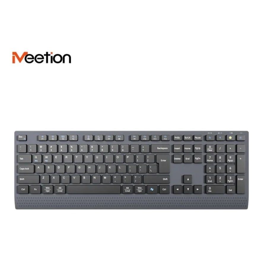 Teclado inalámbrico Meetion BTK2000 recargable tipo C, Bluetooth y 2.4 GHz, numérico, delgado, negro