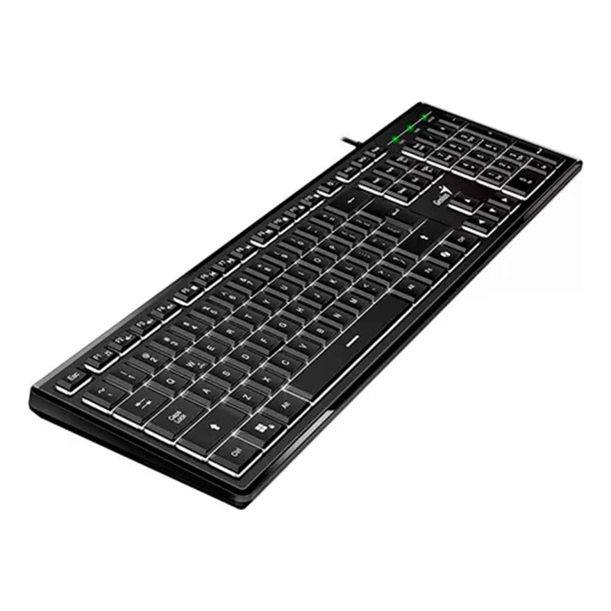 Teclado alámbrico USB Genius SlimStar 820 slim iluminado, negro