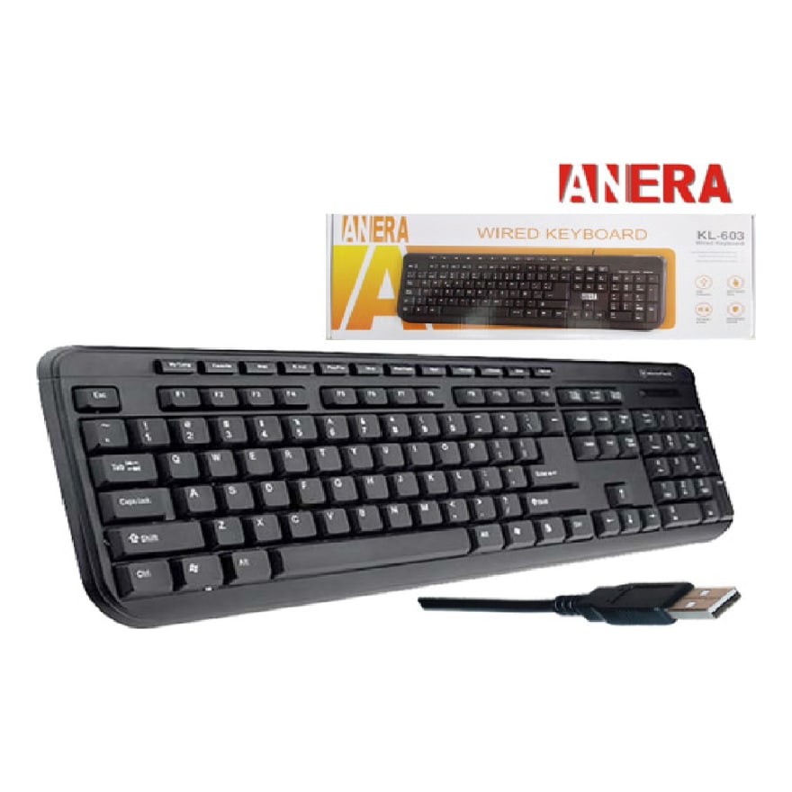 Teclado alámbrico Anera KL-603 104 teclas USB, negro