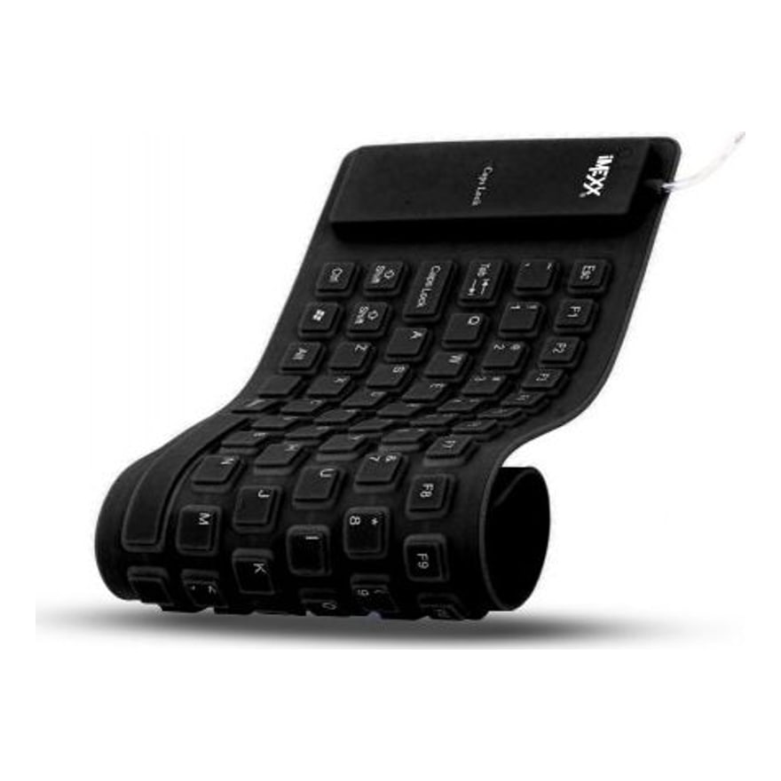 Teclado flexible grande USB 109 teclas, negro