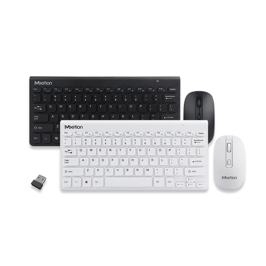 Combo teclado y mouse inalámbrico Meetion M4000 diseño ergonómico, alcance 10 m, blanco