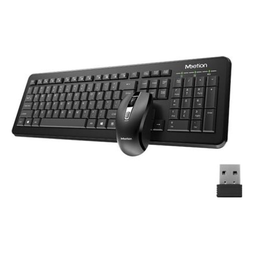 Combo teclado y mouse inalámbrico de oficina Meetion C4120 tamaño completo, silencioso, negro