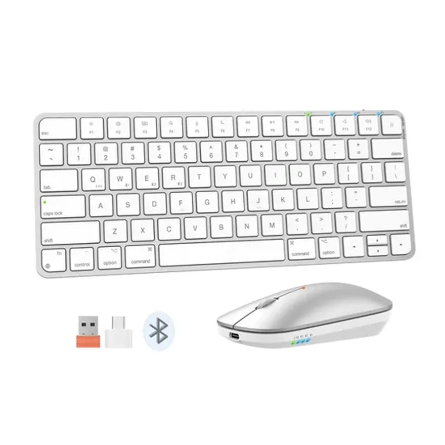 Combo teclado y mouse inalámbrico Meetion iKey C210 Bluetooth, teclado numérico tipo Magic, delgado, blanco