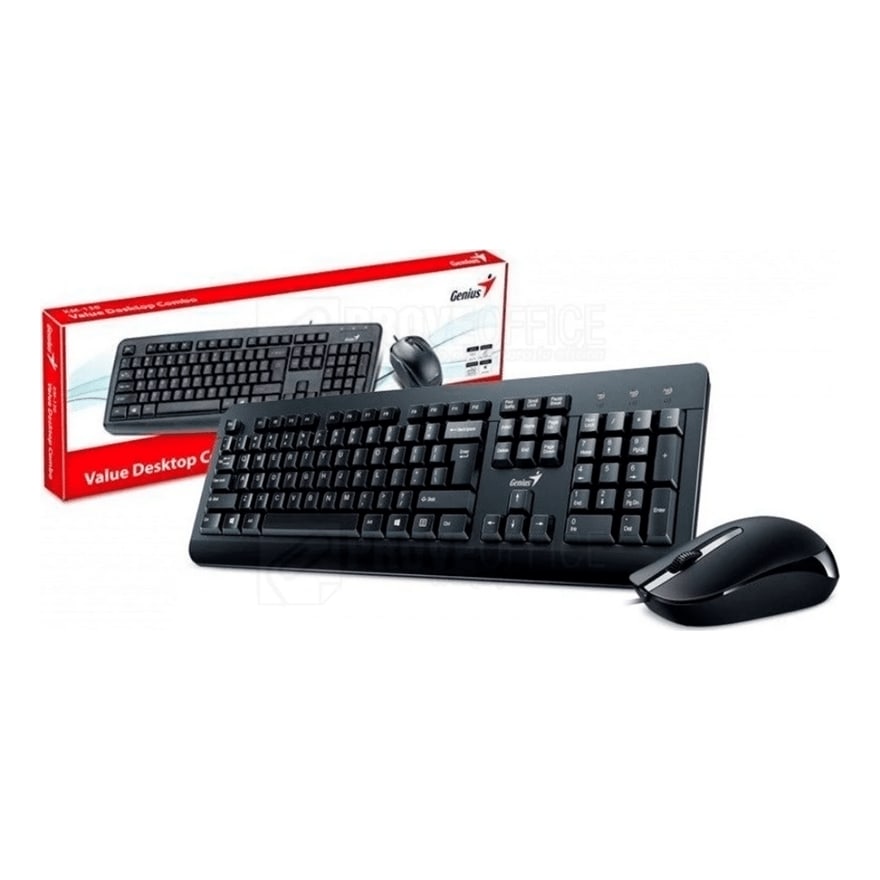 Combo teclado y mouse alámbrico USB Genius KM-160, negro