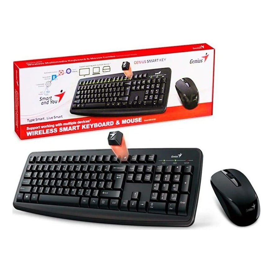 Combo teclado y mouse alámbrico Genius KM-200, negro