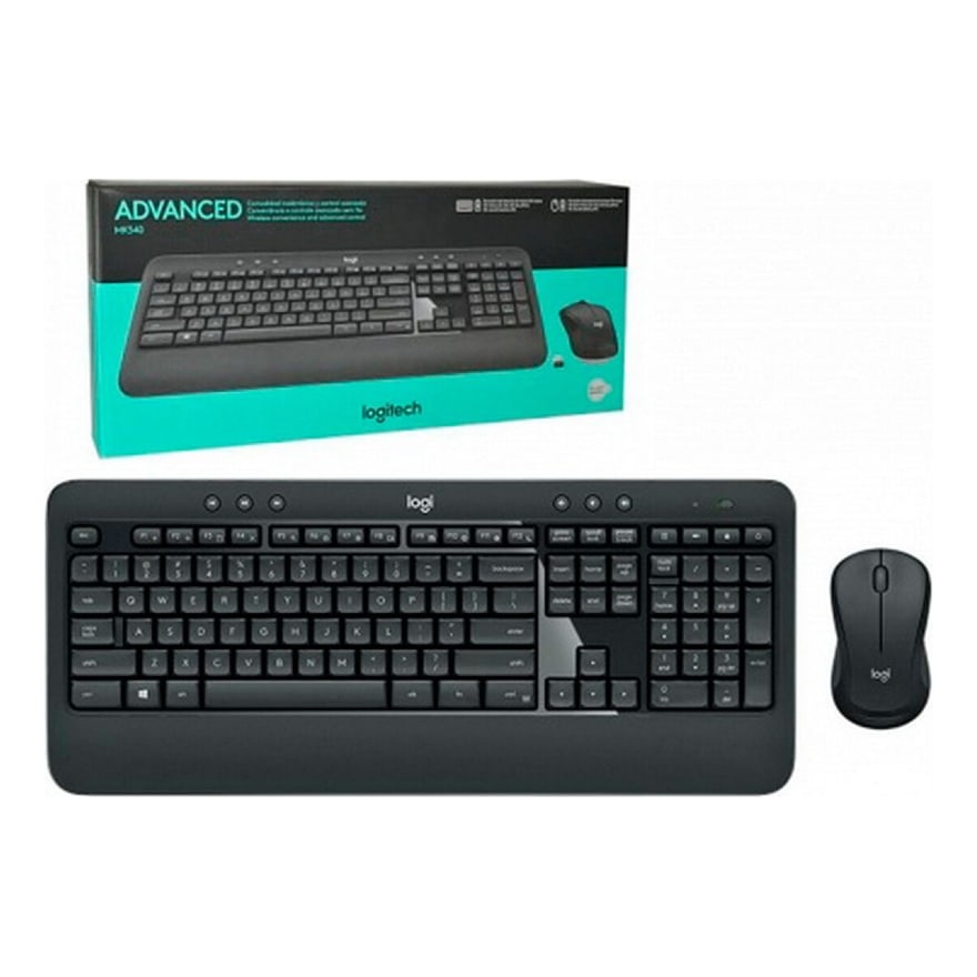 Combo teclado y mouse inalámbrico Logitech MK540 Advanced numérico multimedia, negro