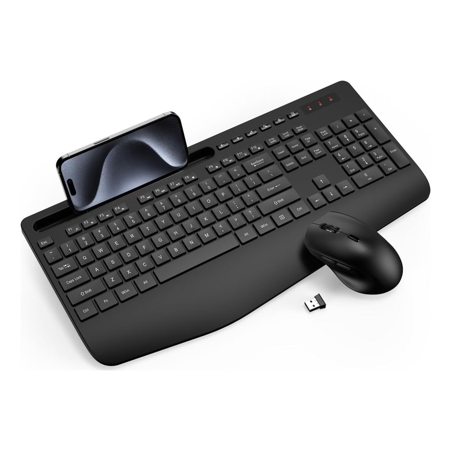 Combo teclado y mouse inalámbrico Anera 2.4 GHz delgado 75 teclas, alcance 10 m, blanco