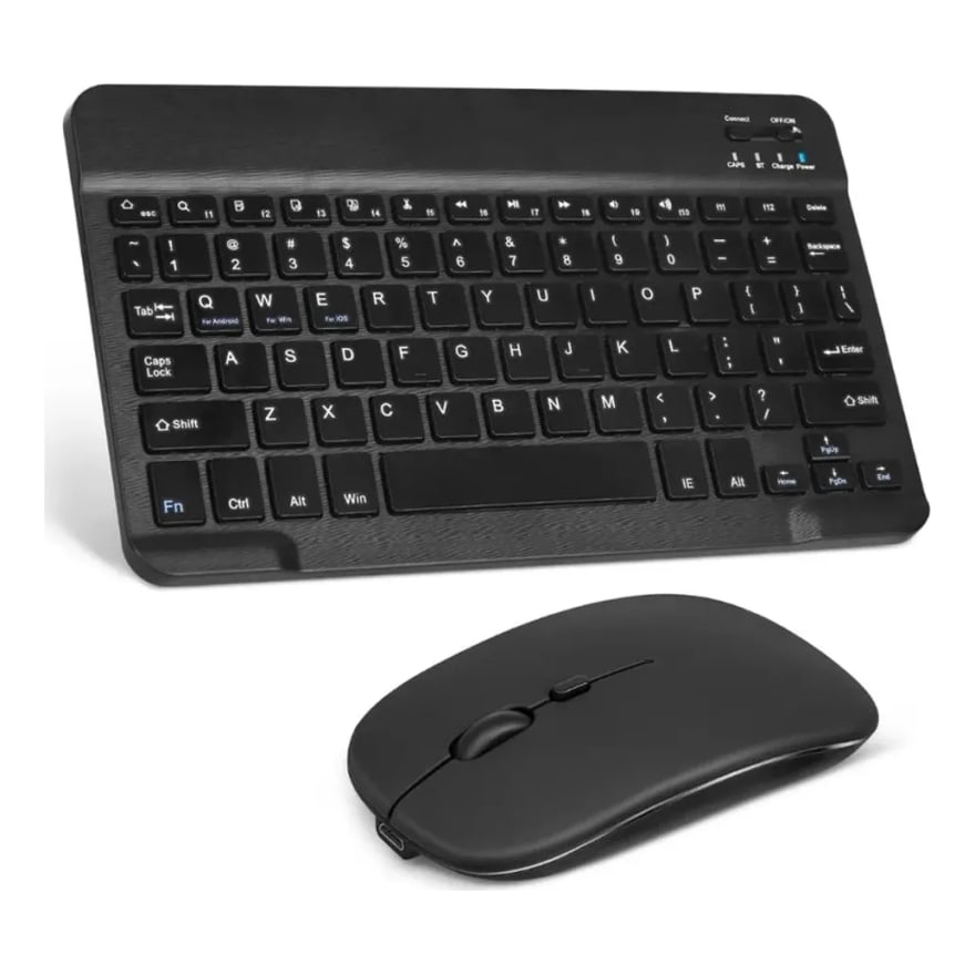 Mini combo teclado y mouse Bluetooth ultra ligero, recargable hasta 150 h, negro