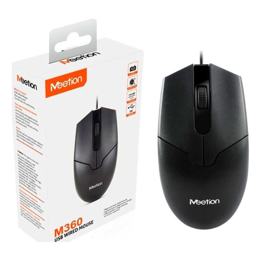 Mouse alámbrico óptico USB Meetion Rece M360, negro