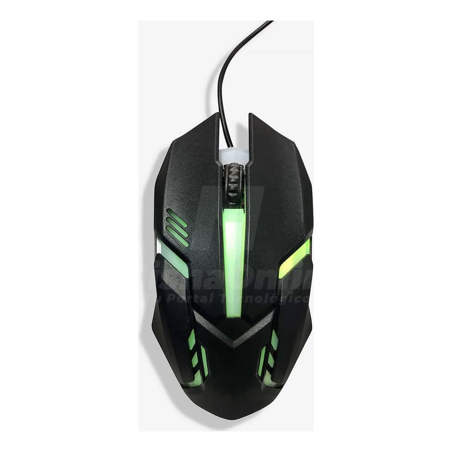 Mouse USB con luz LED Anera, verde y azul