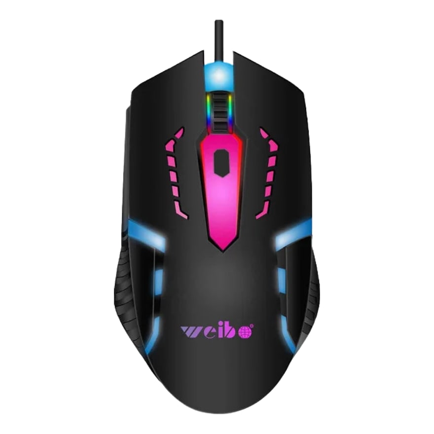 Mouse alámbrico Weibo M-39 con luz RGB, negro