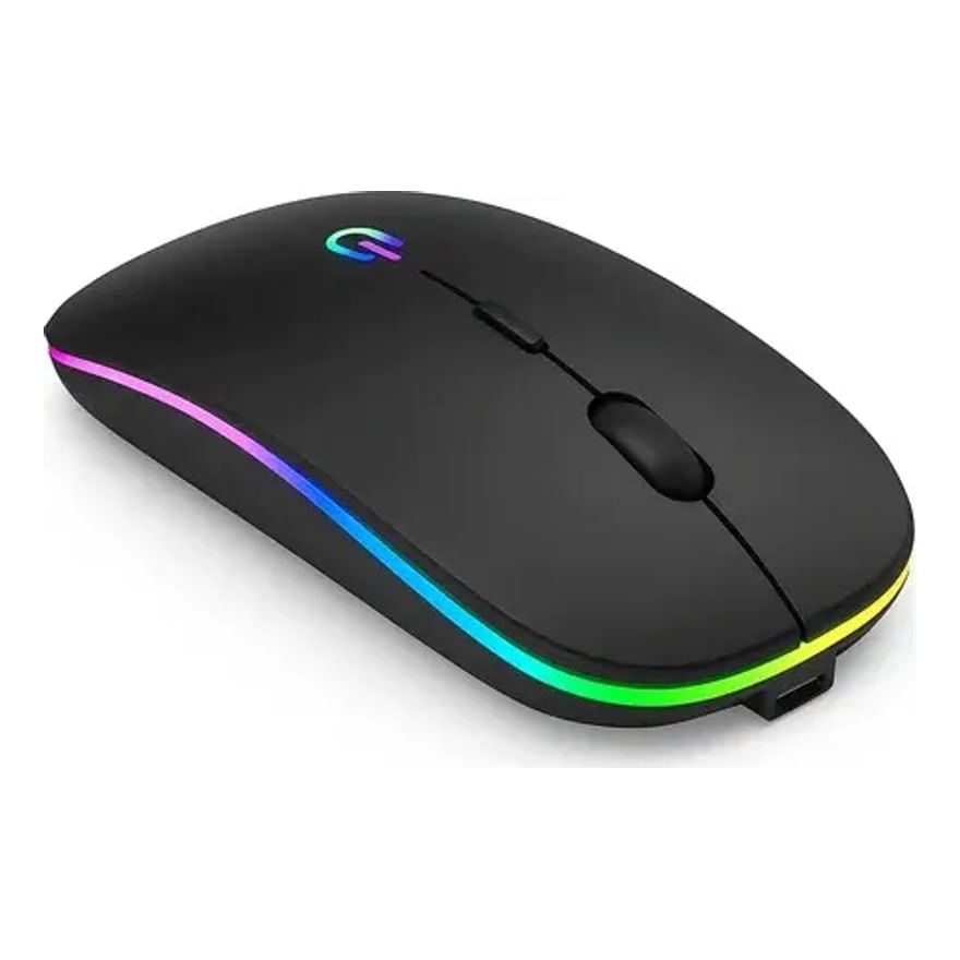 Mouse inalámbrico recargable con luz LED (blanco, gris, negro o rosado)