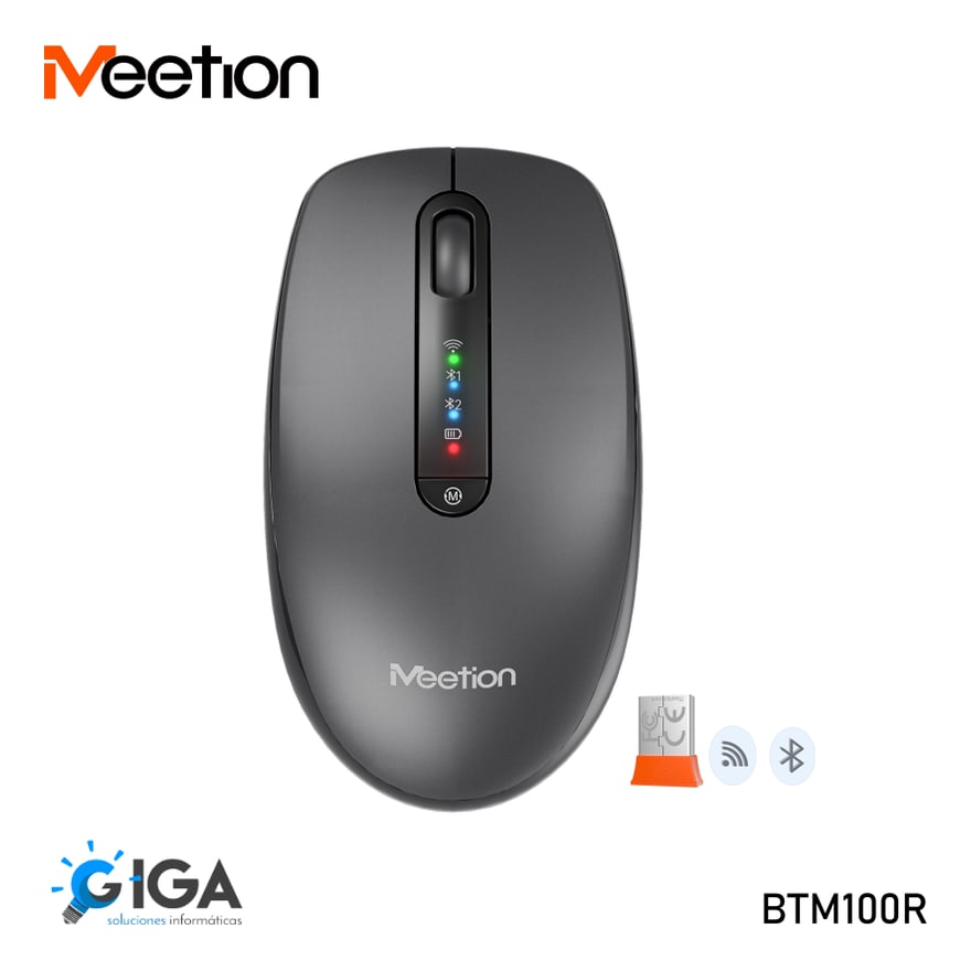 Mouse inalámbrico Meetion BTM100R 2.4 GHz y Bluetooth 3200 DPI, gris