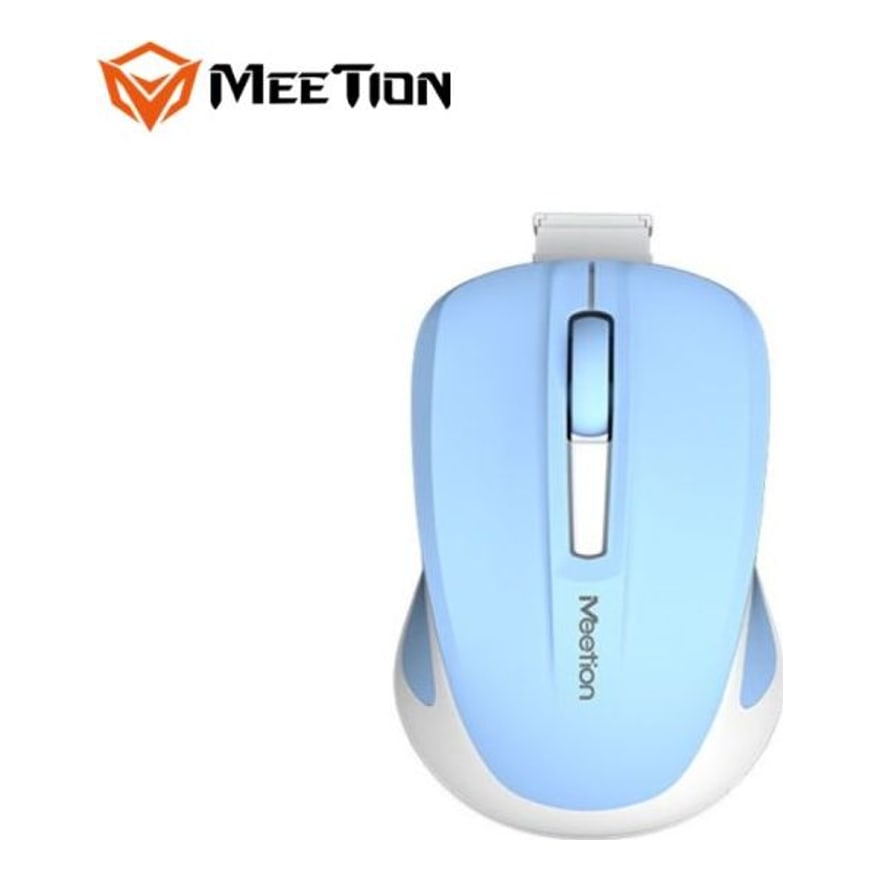 Mini mouse inalámbrico recargable Meetion MiniGo, celeste