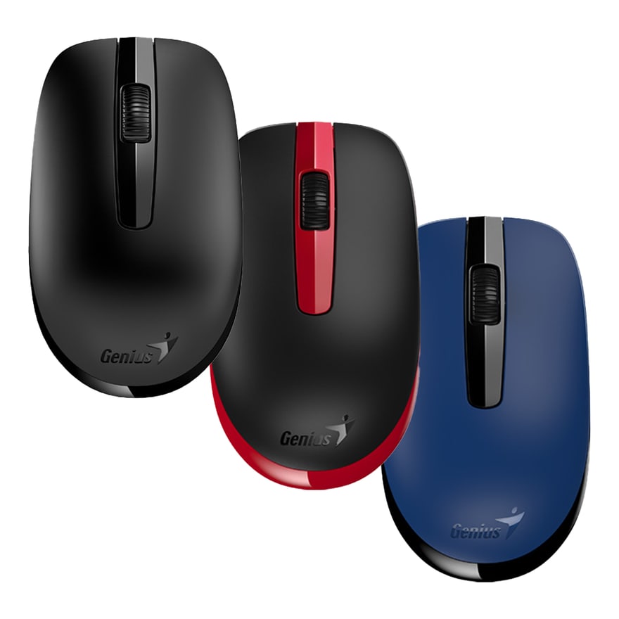 Mouse inalámbrico Genius NX-7007 con pila AA, negro con rojo