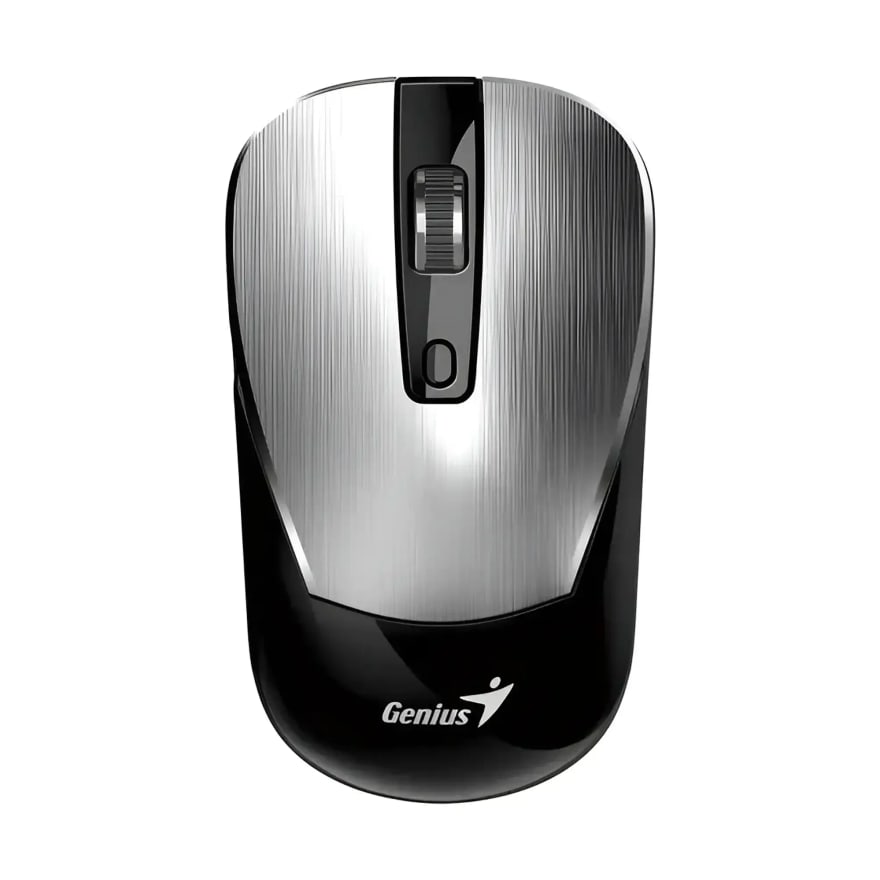 Mouse inalámbrico Genius NX-7125 con botón Copilot IA, pila AA, dorado con rojo