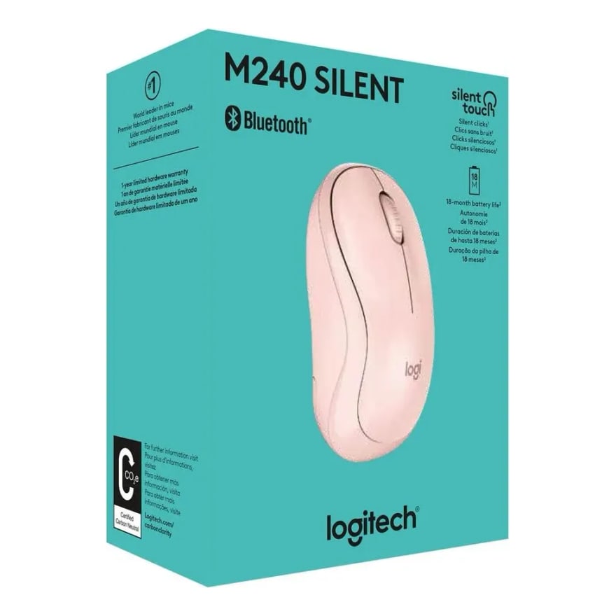 Mouse Bluetooth silencioso Logitech M240, rosado