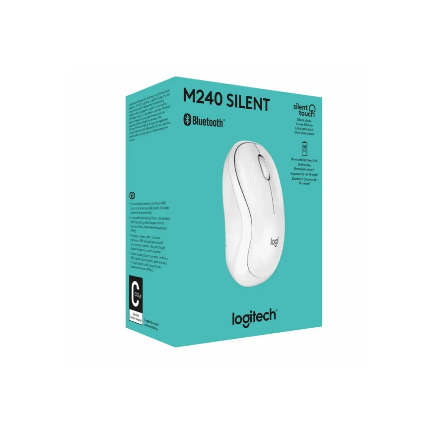 Mouse Bluetooth silencioso Logitech M240, blanco