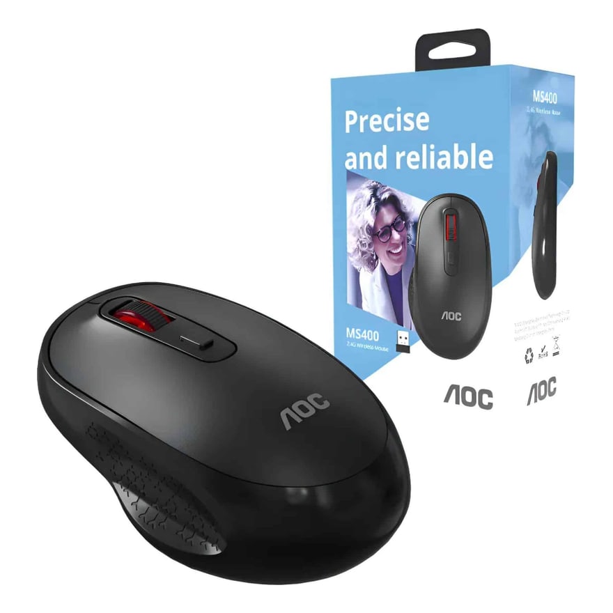Mouse inalámbrico AOC MS400 2.4 GHz, negro