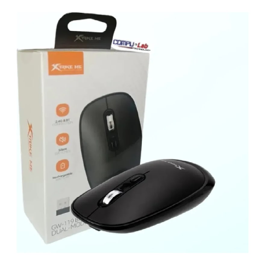 Mouse inalámbrico recargable silencioso Xtrike Me GW-119 2.4 GHz y Bluetooth 4 botones, rosado