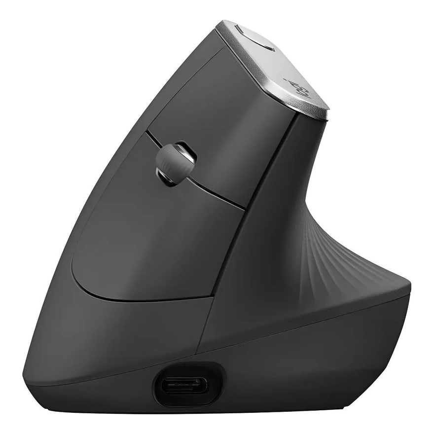 Mouse ergonómico vertical alámbrico Anera, negro y rojo