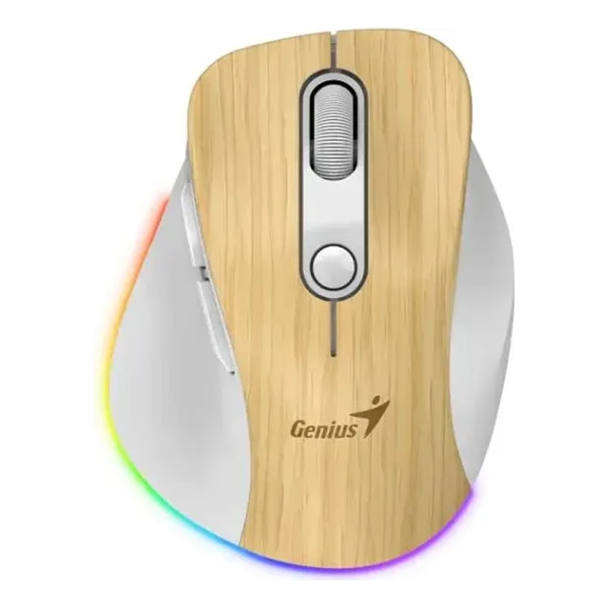 Mouse ergonómico inalámbrico y Bluetooth recargable Genius Ergo 9000S Pro, 6 botones, tipo C, azul