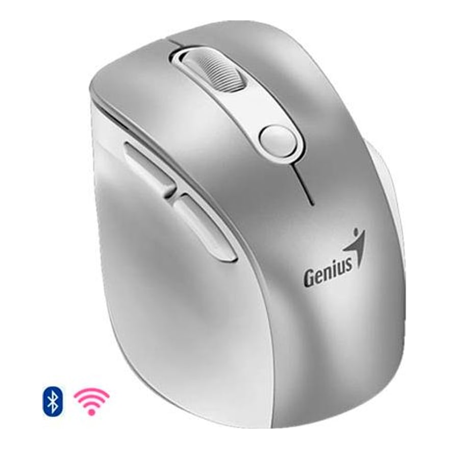 Mouse ergonómico inalámbrico y Bluetooth recargable Genius Ergo 9000S Pro, 6 botones, tipo C, rosado