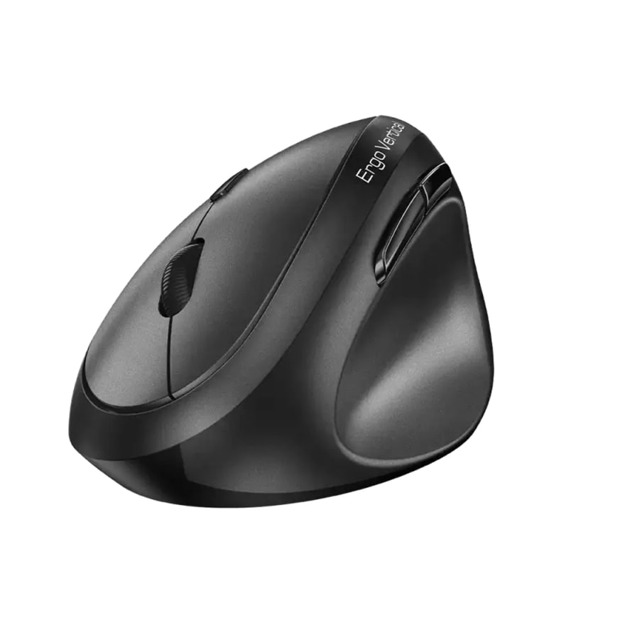 Mouse ergonómico vertical inalámbrico Genius Ergo 8350S silencioso, 6 botones, incluye pila AA, negro con gris