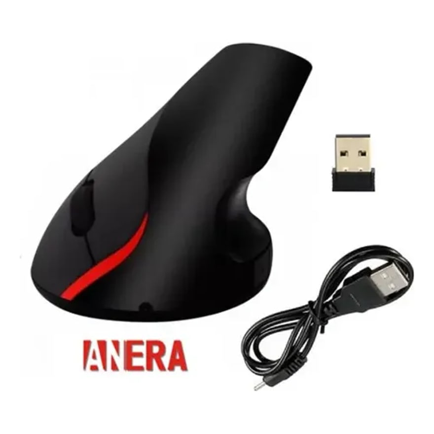 Mouse ergonómico vertical inalámbrico recargable Anera 2 modos Bluetooth y 2.4 GHz, blanco