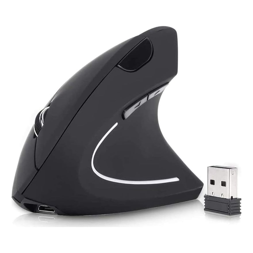 Mouse ergonómico vertical inalámbrico recargable económico, negro