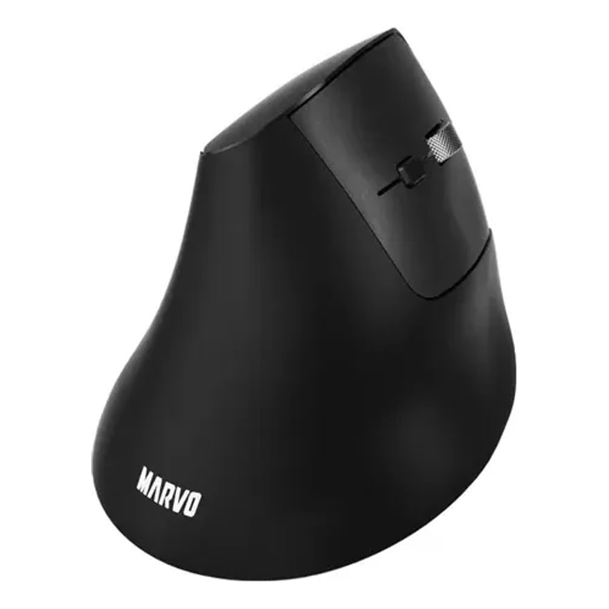 Mouse ergonómico vertical inalámbrico recargable Marvo M811W Bluetooth y 2.4 GHz 1600 DPI, negro