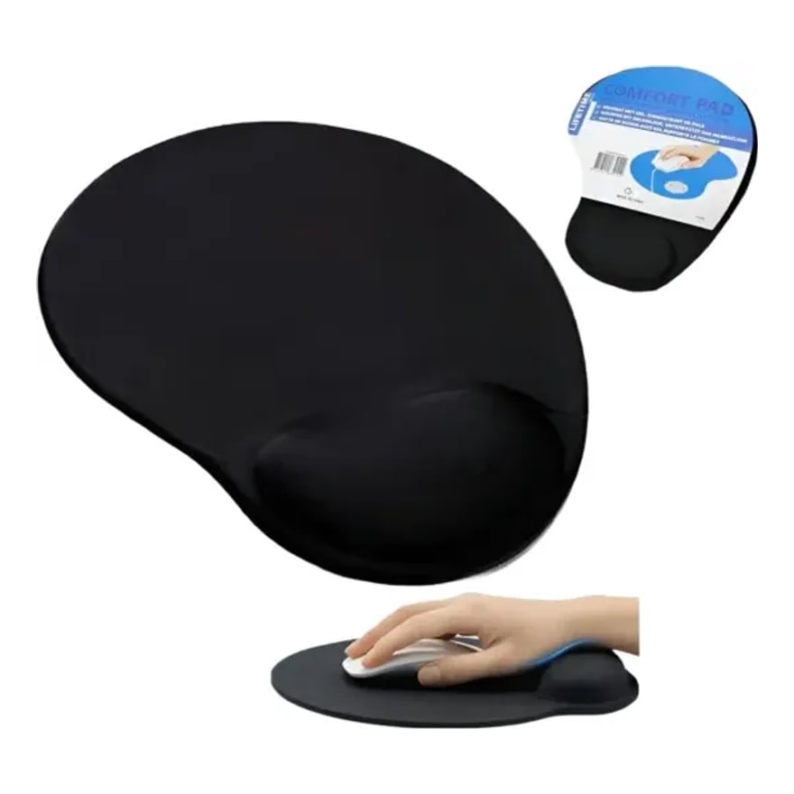 Pad para mouse Anera con almohadilla apoya muñecas, negro