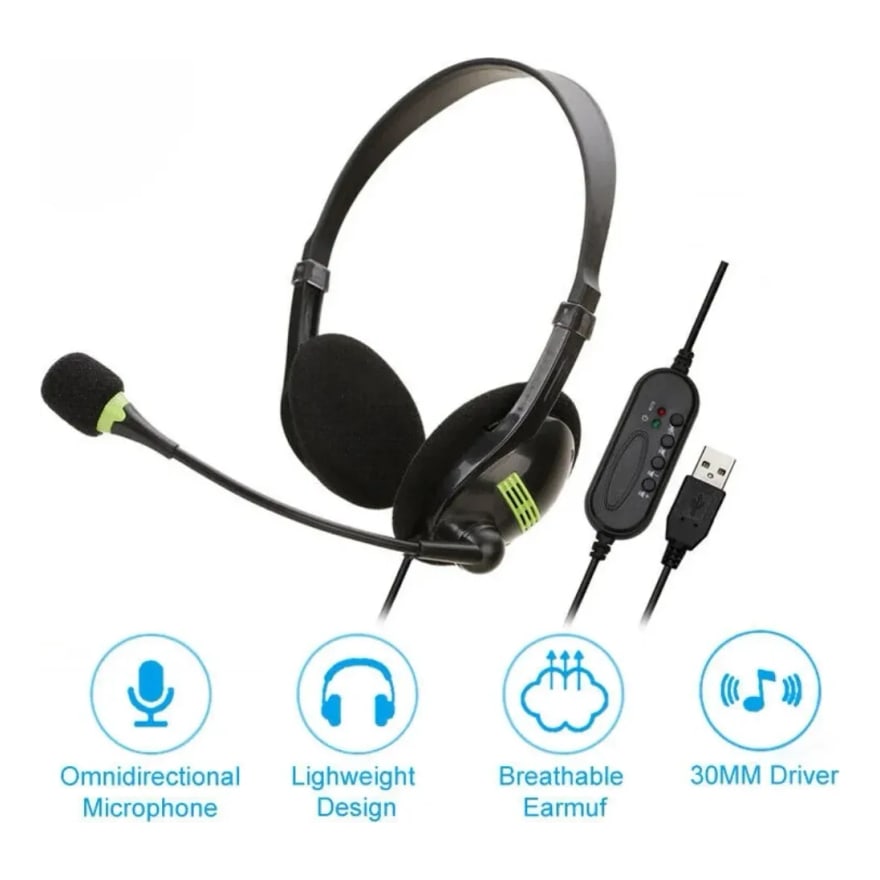Audífonos con micrófono para PC, 2 plug 3.5 mm
