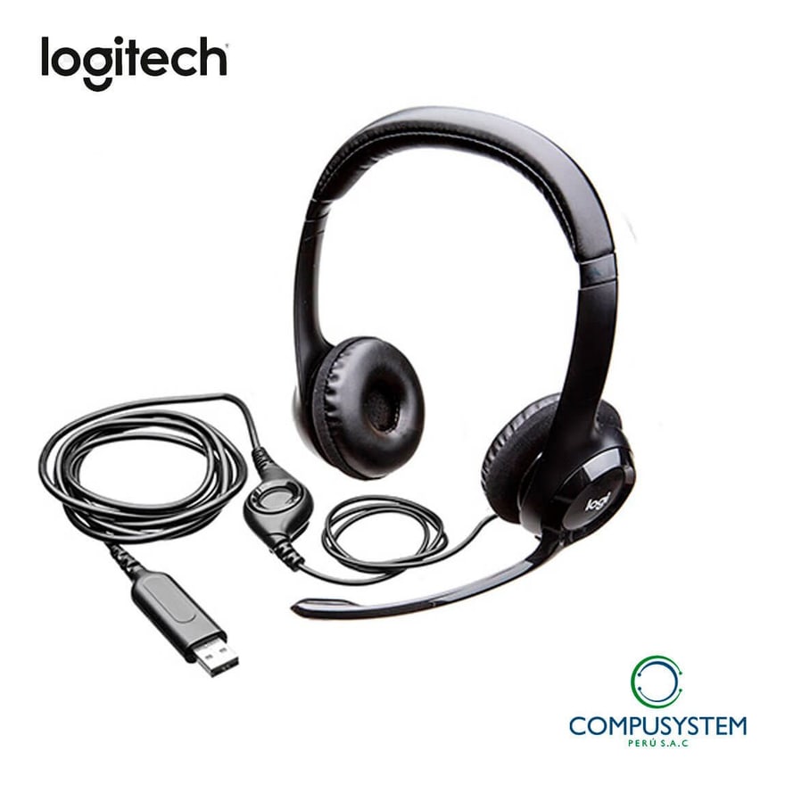 Audífonos con micrófono Logitech H390 USB tipo C, negro