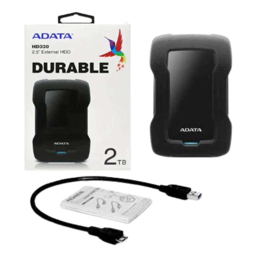 Disco Duro Externo ADATA 2TB HD330 Antishock USB 3.2 (azul, Negro, Rojo)