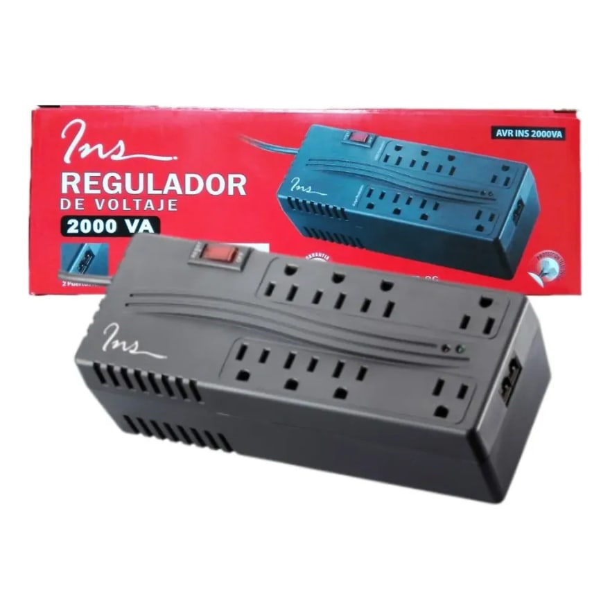Regulador de Voltaje INS 2000VA 8 Conectores