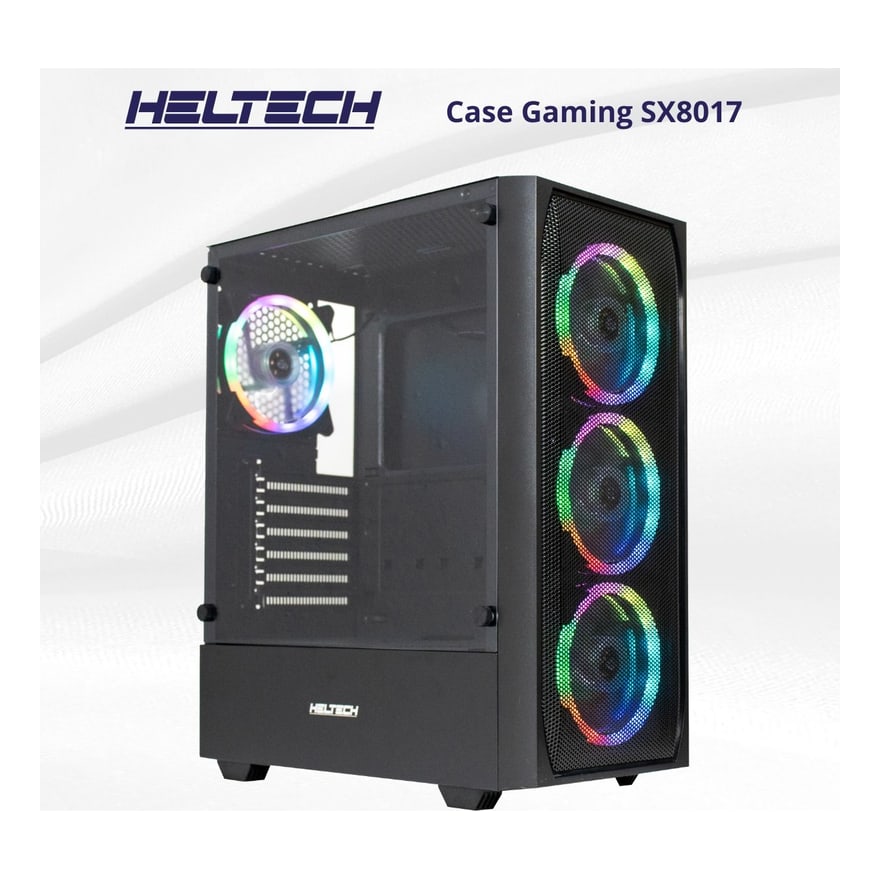 Case Gamer Heltech 8027 4 Ventiladores RGB Vidrio Templado Negro