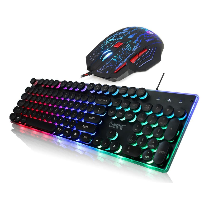 Combo Gaming Zerodate Teclado y Mouse Iluminado Blanco o Negro