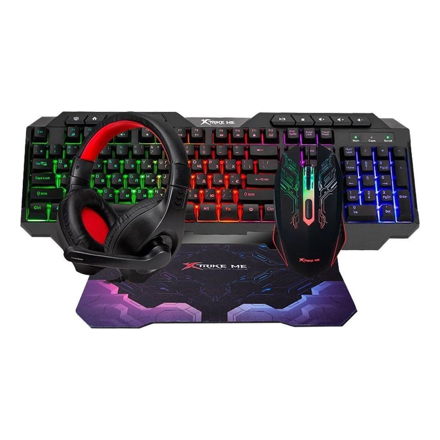 Combo Gaming Xtrike Me CMX-415 4 en 1 Teclado, Mouse, Audifonos y Pad
