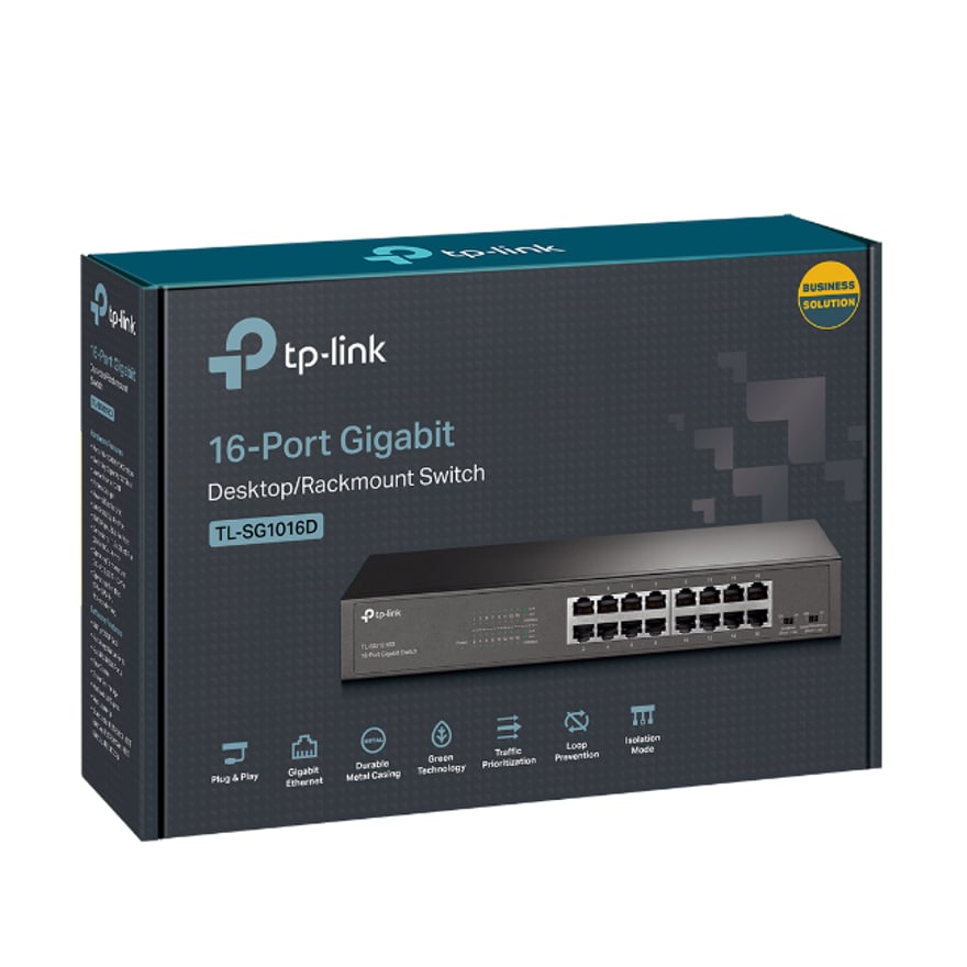 Switch TP-Link TL-SG1016D 16 puertos Gigabit 10/100/1000 metálico