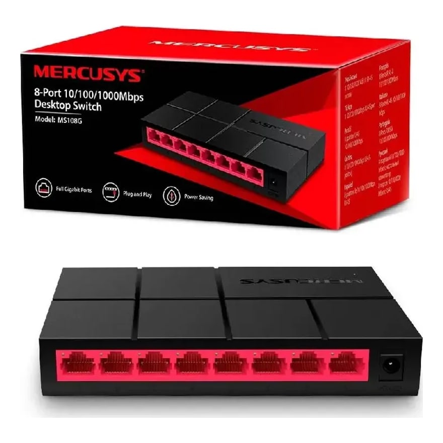 Switch Mercusys MS108G 8 puertos Gigabit 10/100/1000 Mbps