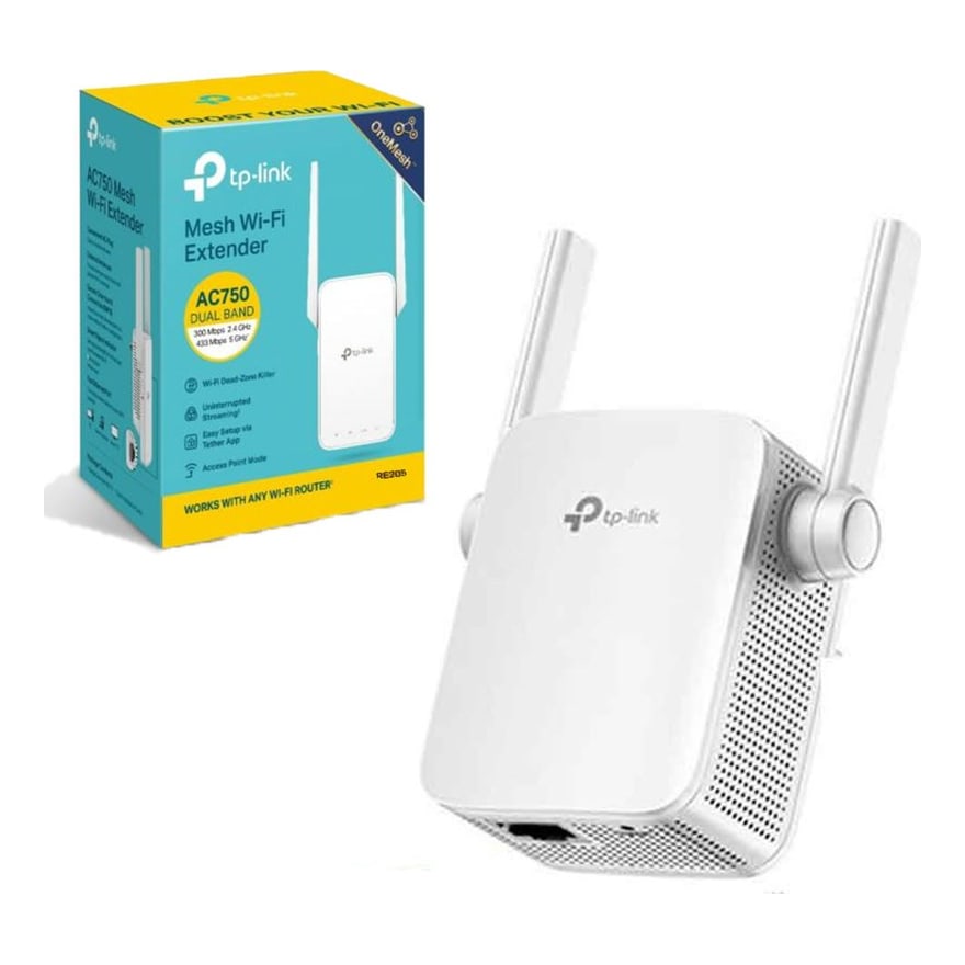 Extensor de rango WiFi TP-Link RE205 AC750 doble banda 2 antenas