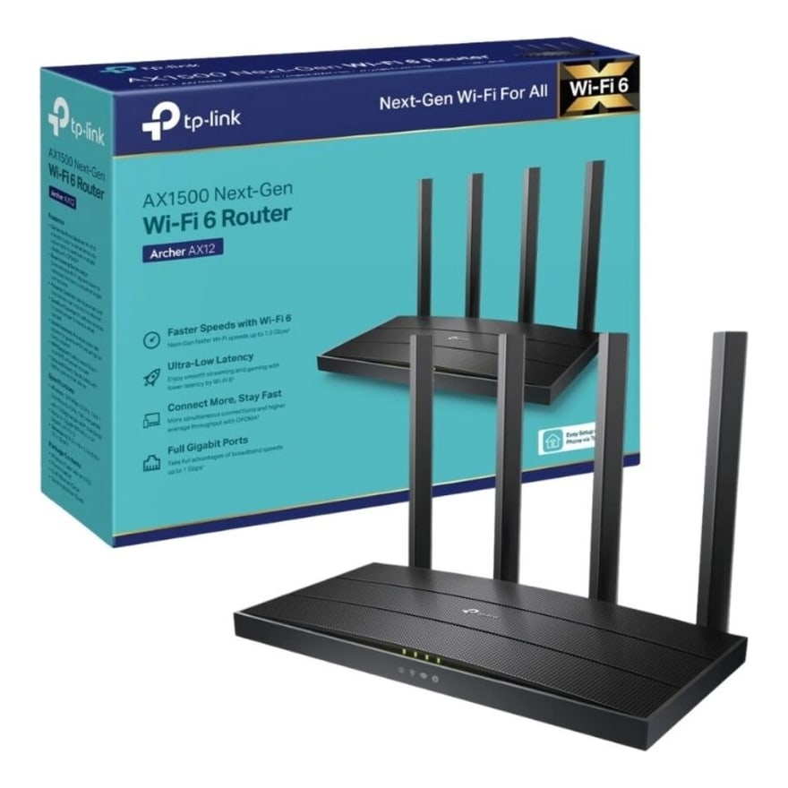 Router TP-Link Archer AX12 WiFi 6 doble banda 4 antenas y 4 puertos