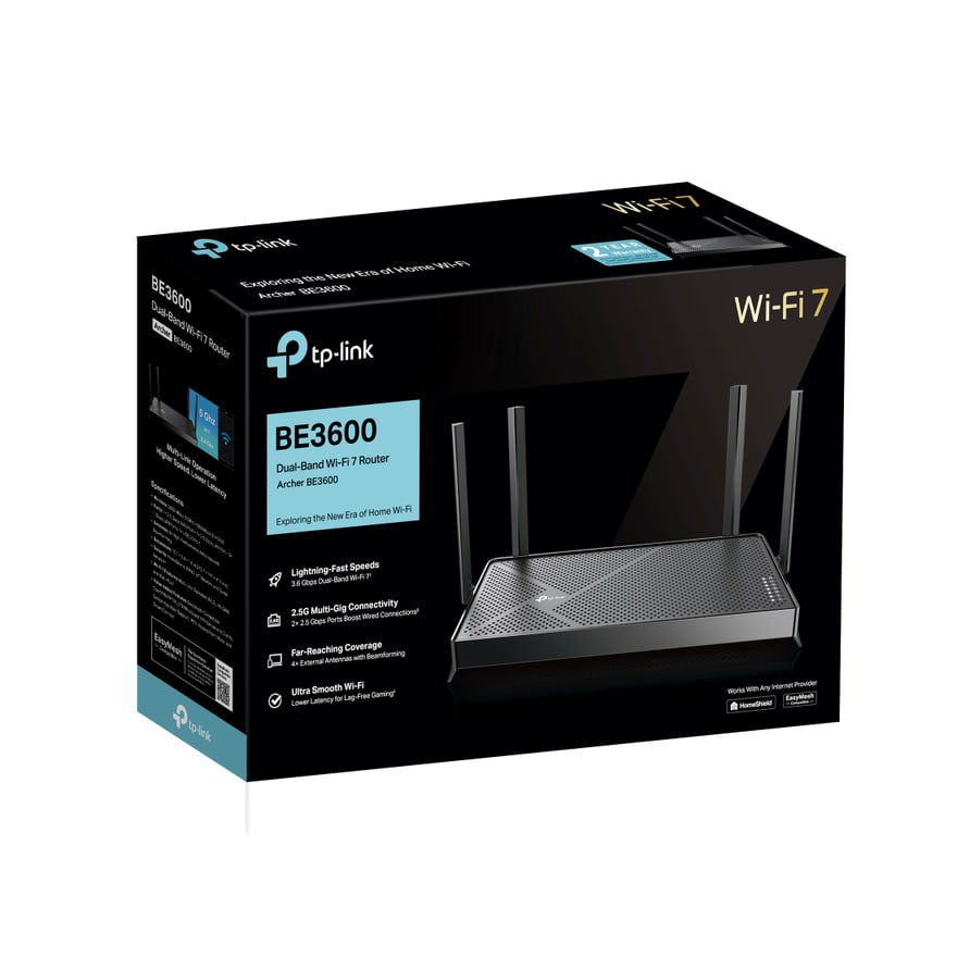 Router TP-Link Archer BE230 WiFi 7 BE3600, puerto 2.5G, 4 antenas, compatible EasyMesh y Alexa