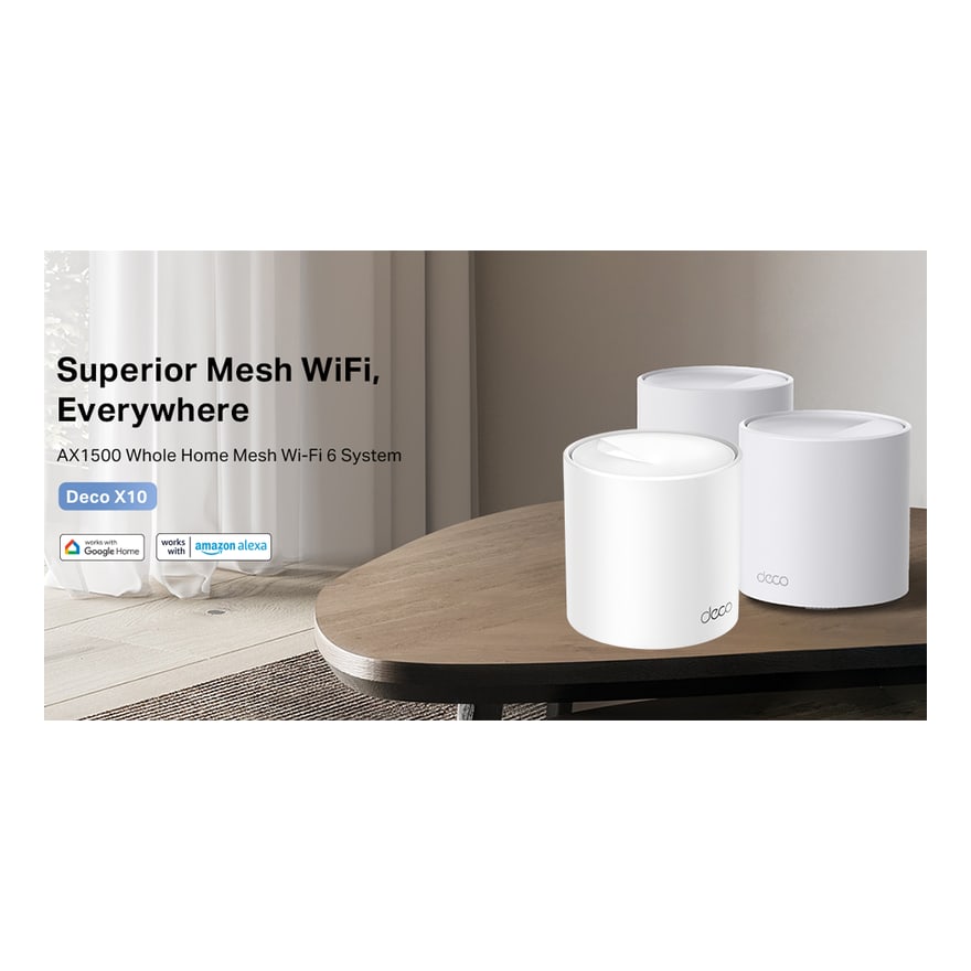 Sistema WiFi 6 mesh TP-Link Deco X10 AX1500 Gigabit, hasta 120 dispositivos, 2 unidades